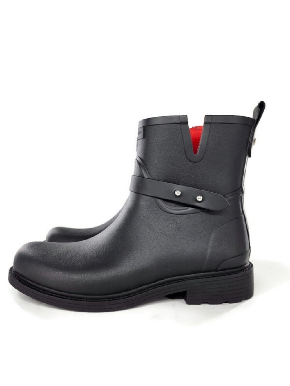 Rag & Bone Black Moto Rubber Waterproof Pull-On Side-Zip Short Ankle Rain Boots - Picture 4 of 16